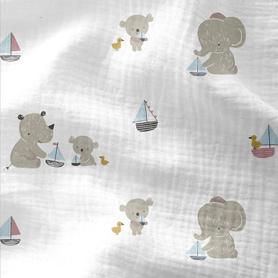 Double Gauze Printed Kidsbay White / Green