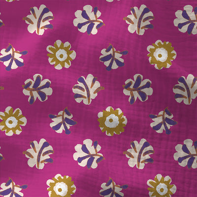 Double Gauze Printed Daia Violet / Mustard