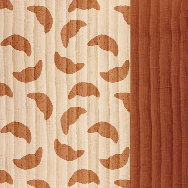 Printed Quilted Double Gauze Croissant Nude / Toffee