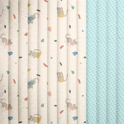 Printed Quilted Cotton Simeon / Djamena Ecru / Blue