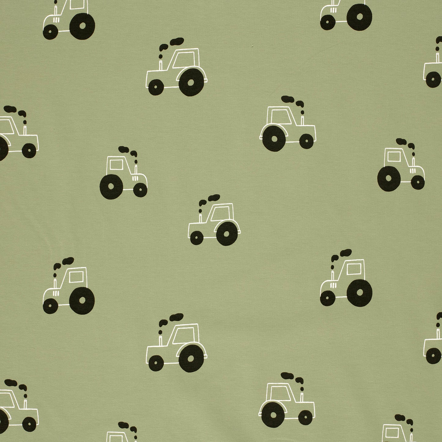 Cotton Jersey Printed Tractors Olive Green