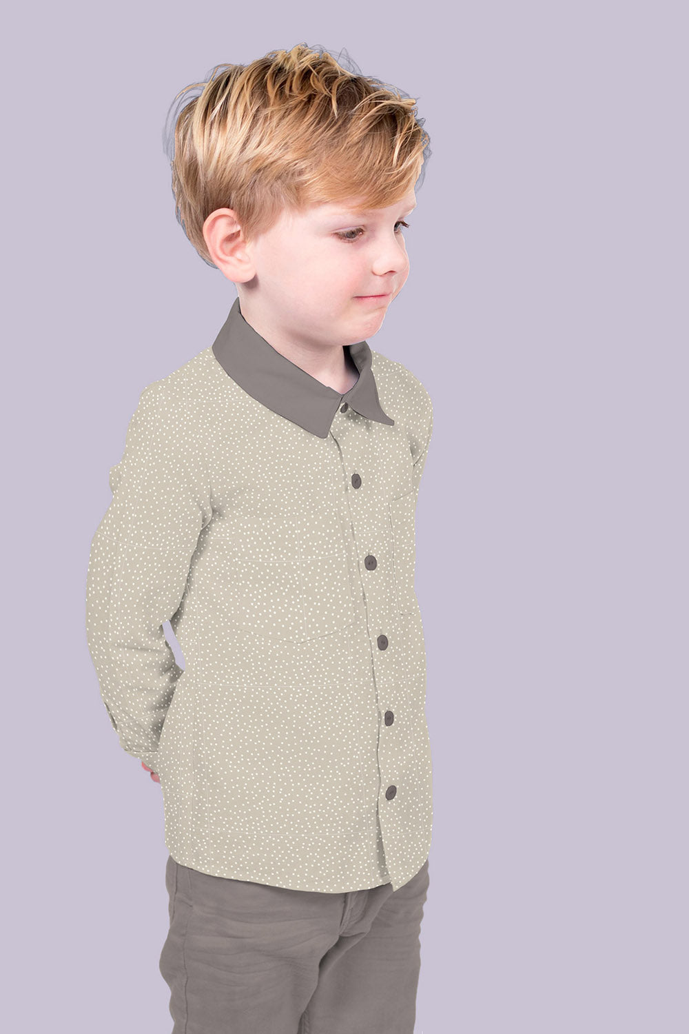 Cotton Poplin Printed Dots Beige