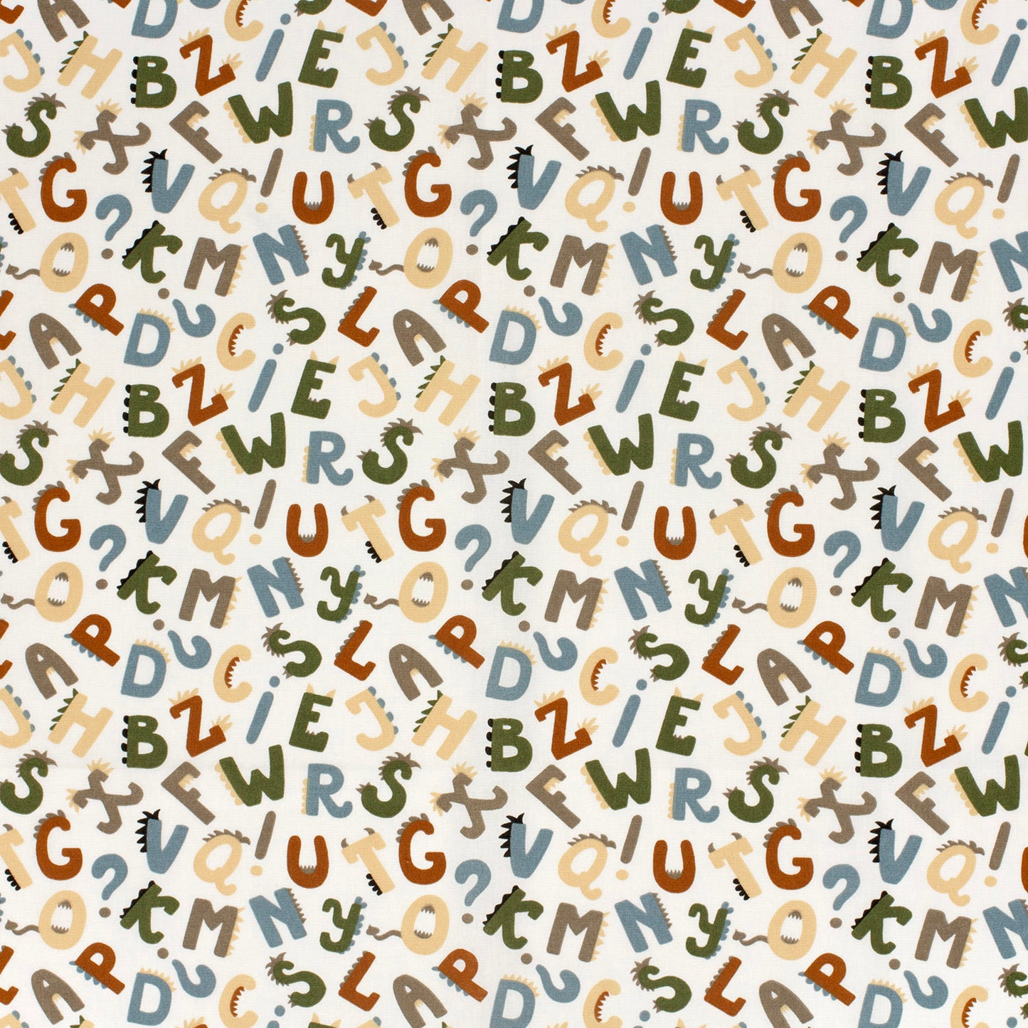 Cotton Poplin Printed Letters Off White