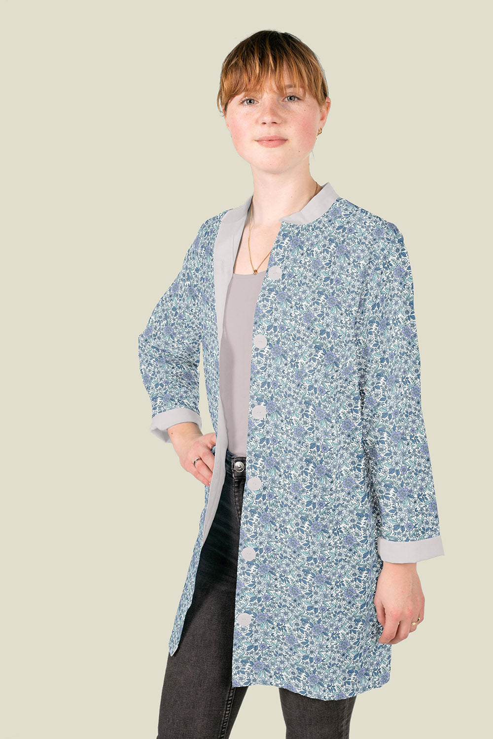 Cotton Poplin Printed Flowers Cobalt