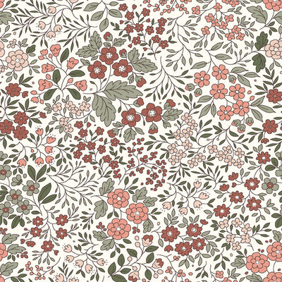 Cotton Jersey Printed Flowers Off White