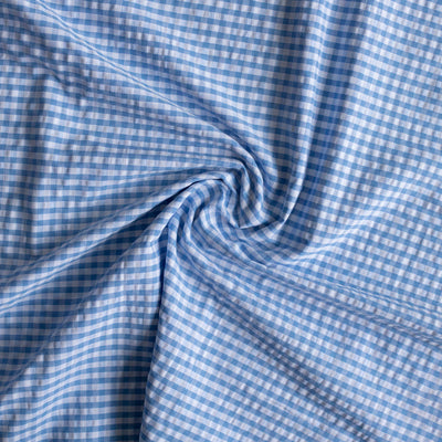 Bumbac Seersucker Eli Ivoire / Albastru