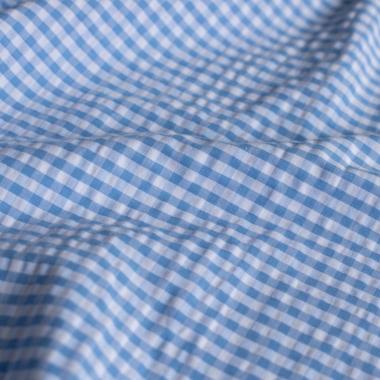 Bumbac Seersucker Eli Ivoire / Albastru