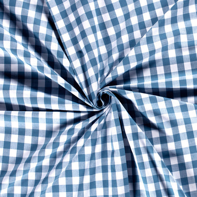 Cotton Poplin Gingham Indigo 10 mm