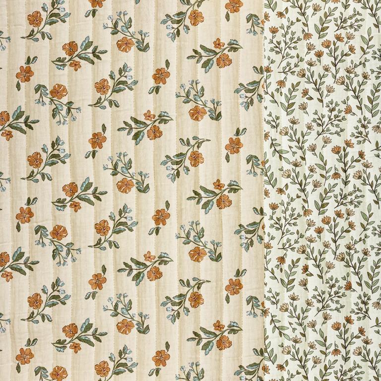 Printed Quilted Double Gauze Lina Latte / Ecru