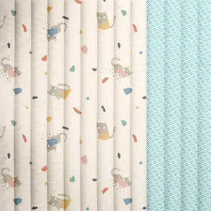 Printed Quilted Cotton Simeon / Djamena Ecru / Blue