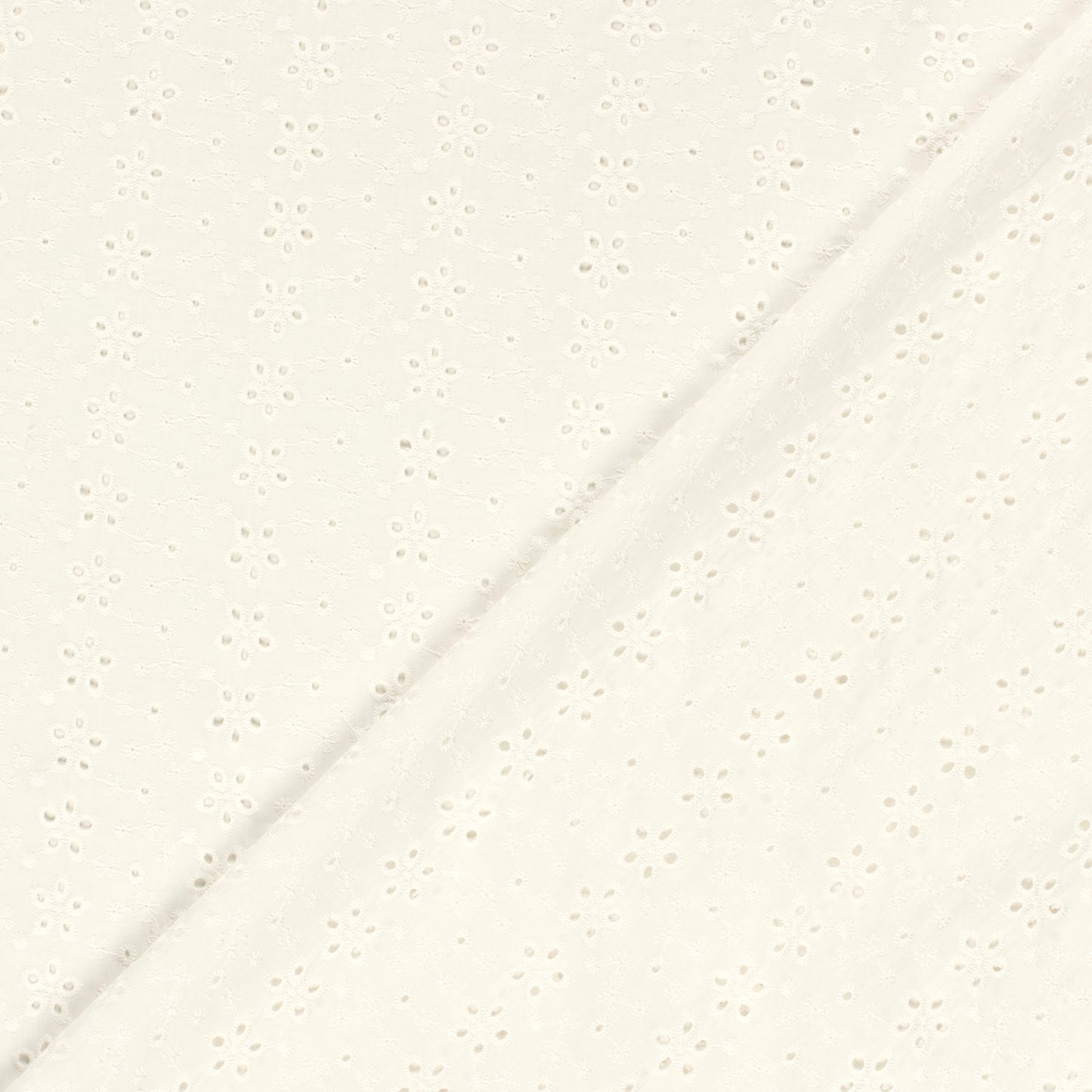 Cotton Poplin Embroidered Flowers Off White