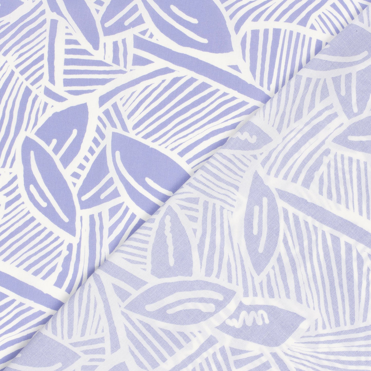 Cotton Satin Printed Leaves Lila