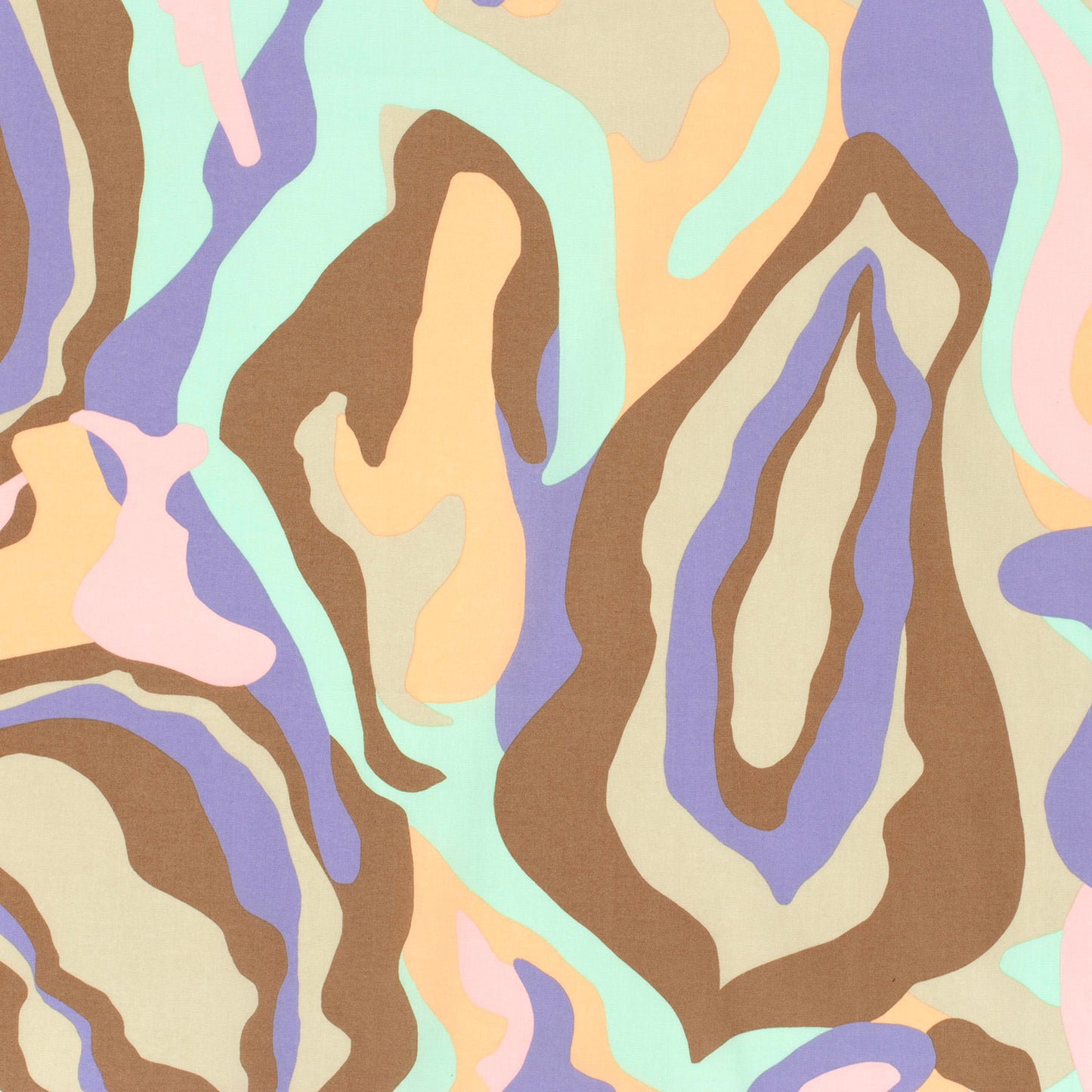 Cotton Satin Printed Abstract Mint