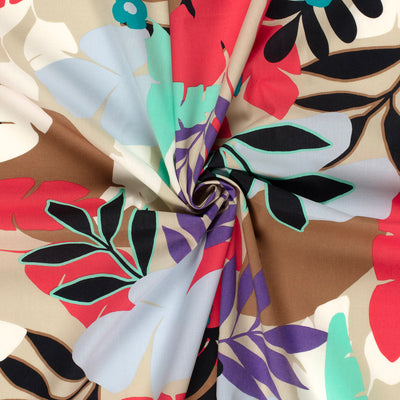 Cotton Satin Printed Abstract Dark Red