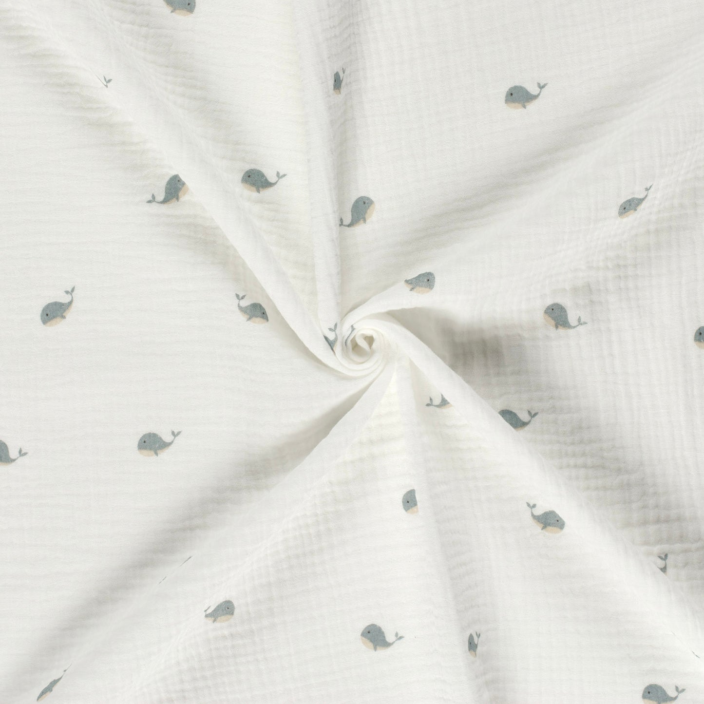Double Gauze Printed Whales Off White