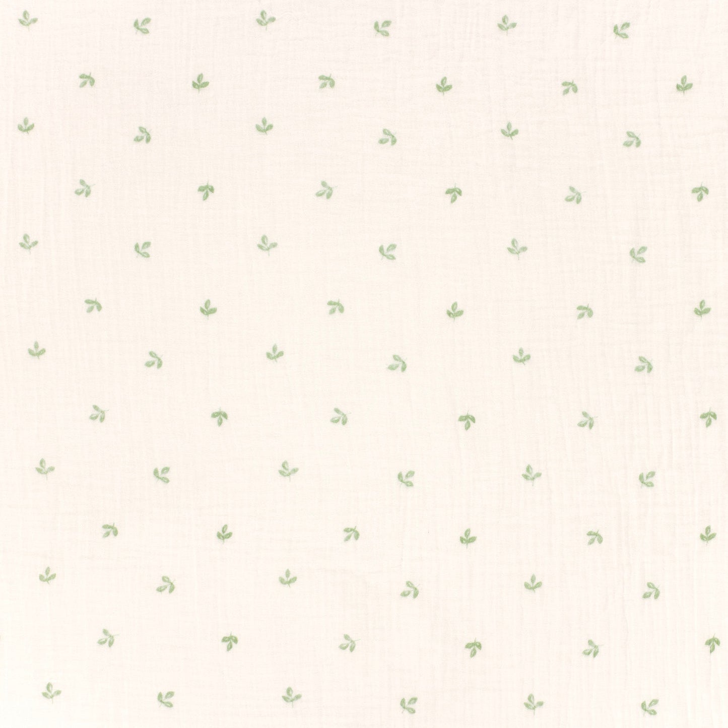 Double Gauze Printed Leaves Off White