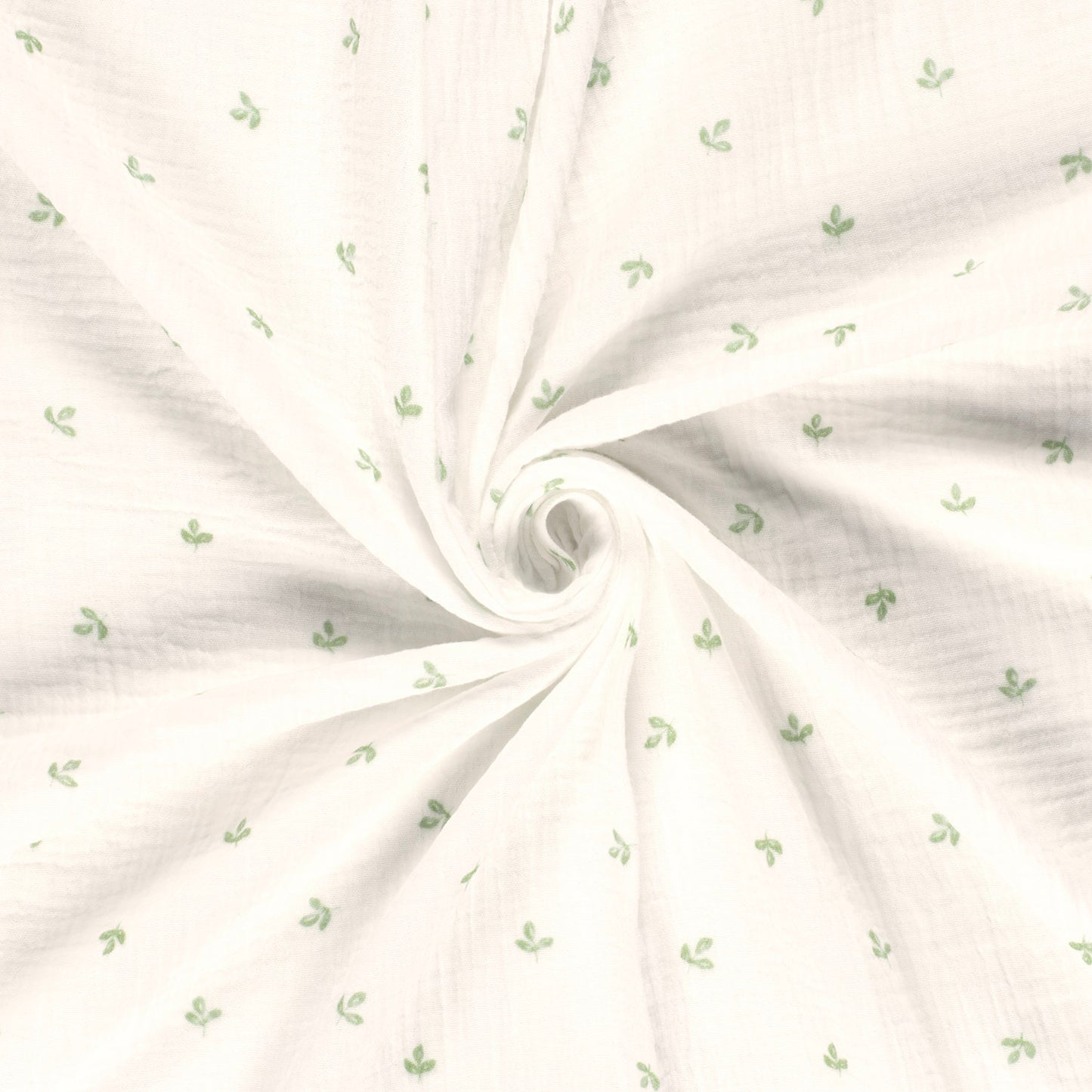 Double Gauze Printed Leaves Off White