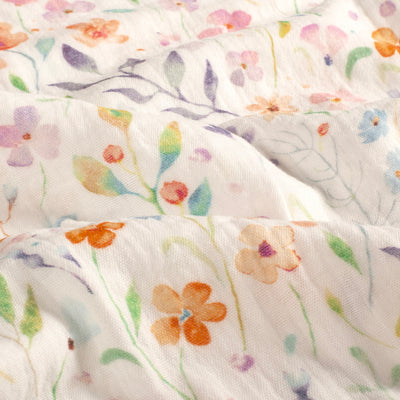 Double Gauze Printed Flowers Off White