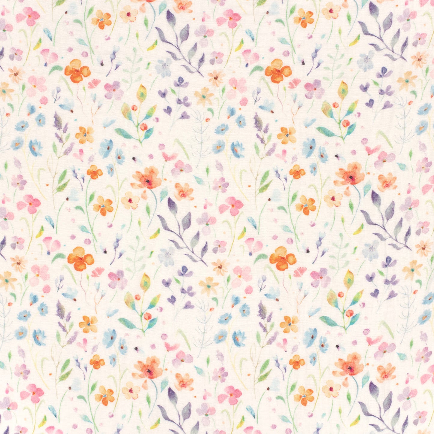 Double Gauze Printed Flowers Off White