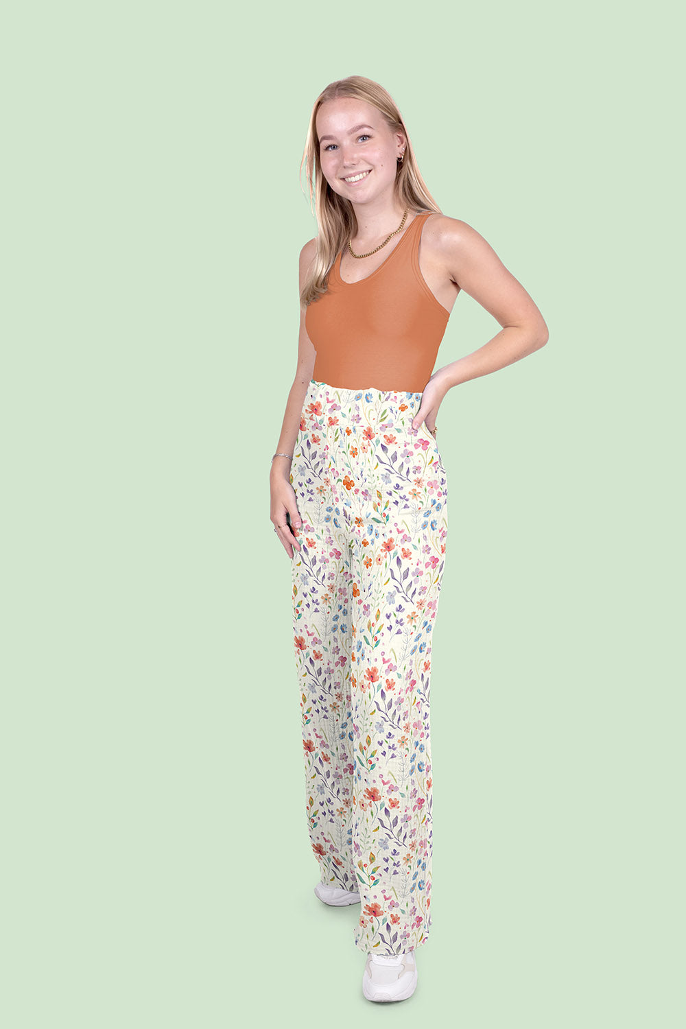 Double Gauze Printed Flowers Off White