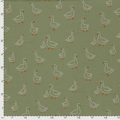 Cotton Jersey Printed Animals Olive Green