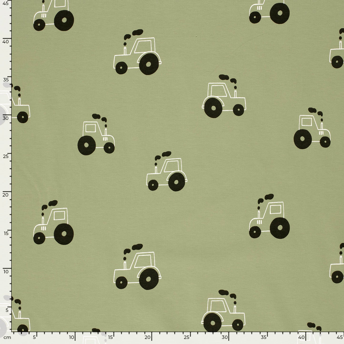 Cotton Jersey Printed Tractors Olive Green