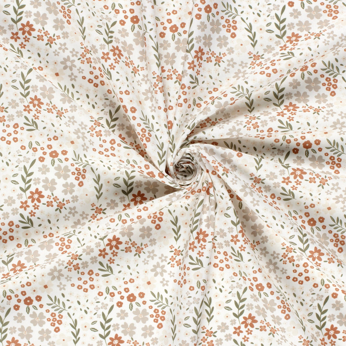 Cotton Poplin Printed Flowers Off White