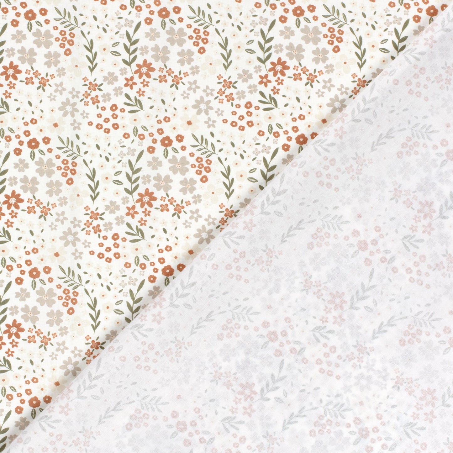 Cotton Poplin Printed Flowers Off White