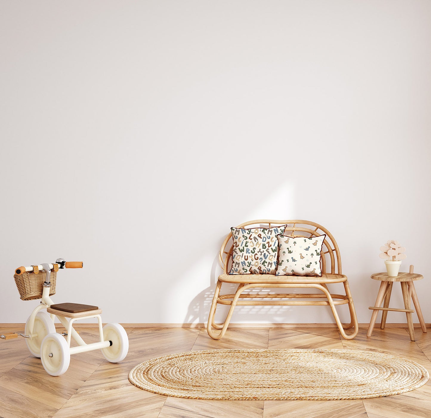 Cotton Poplin Printed Dinosaurs Off White