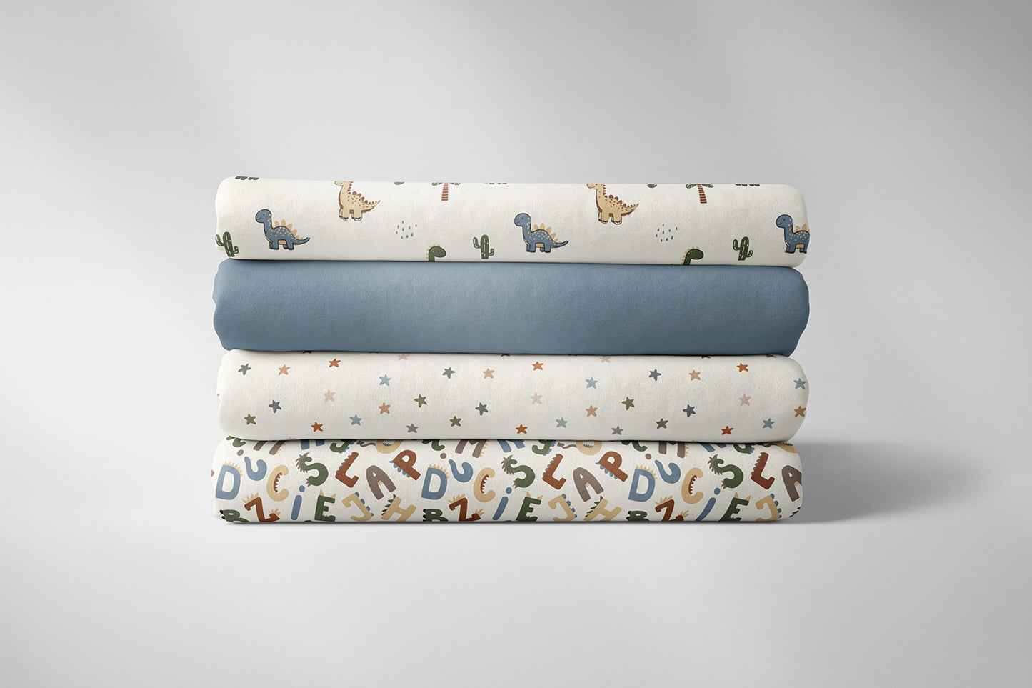 Cotton Poplin Printed Dinosaurs Off White