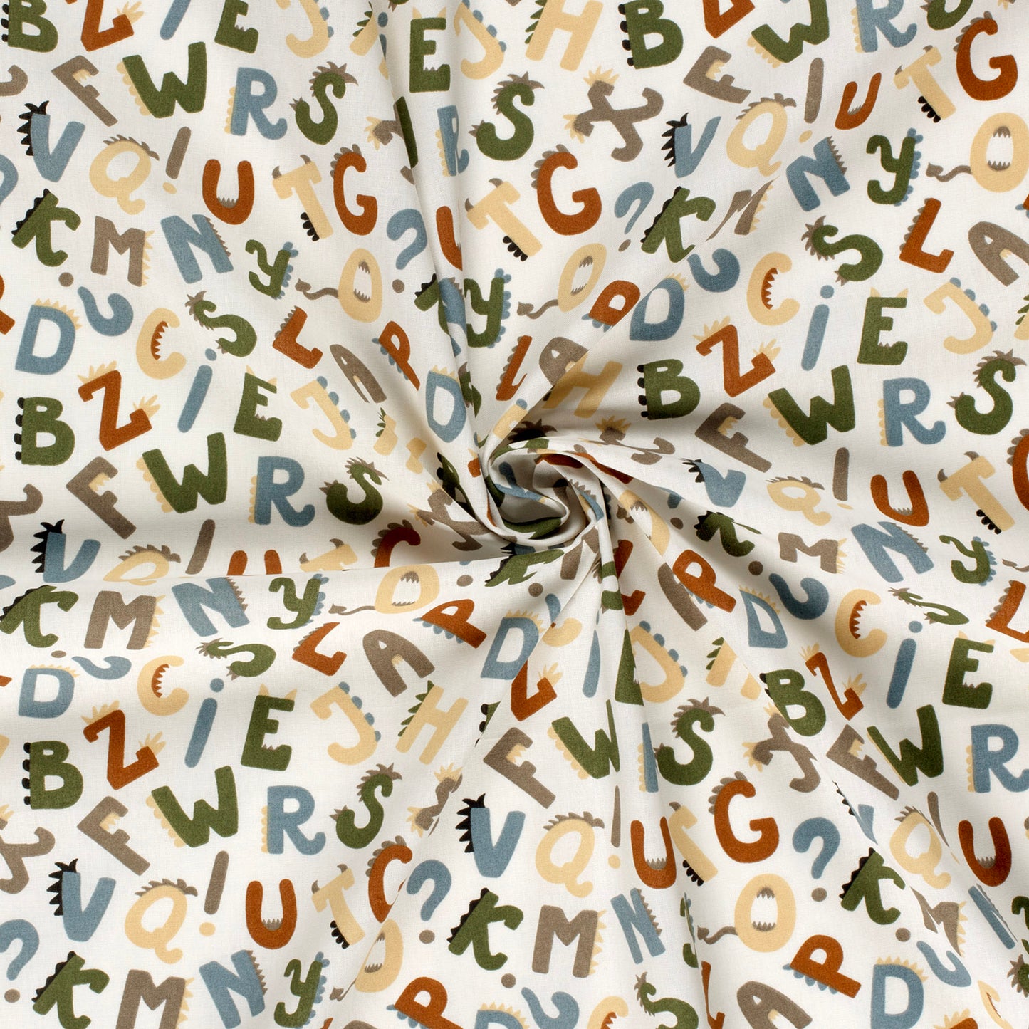 Cotton Poplin Printed Letters Off White