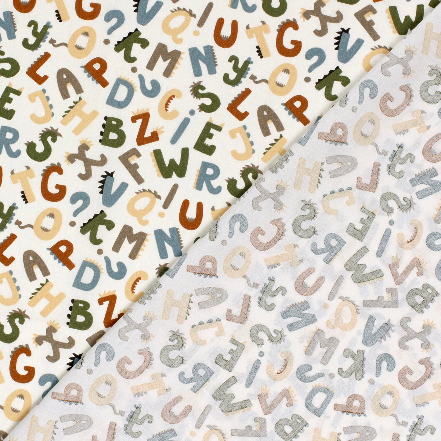 Cotton Poplin Printed Letters Off White