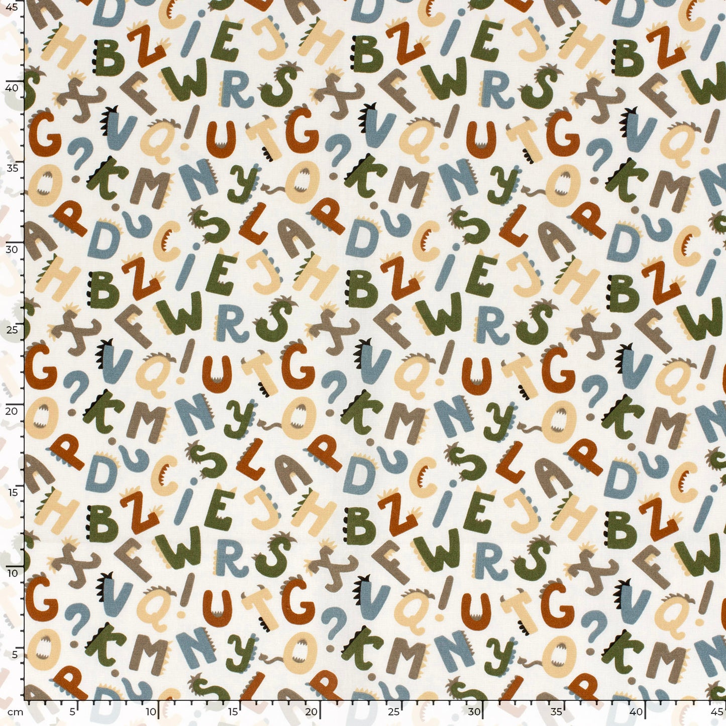 Cotton Poplin Printed Letters Off White