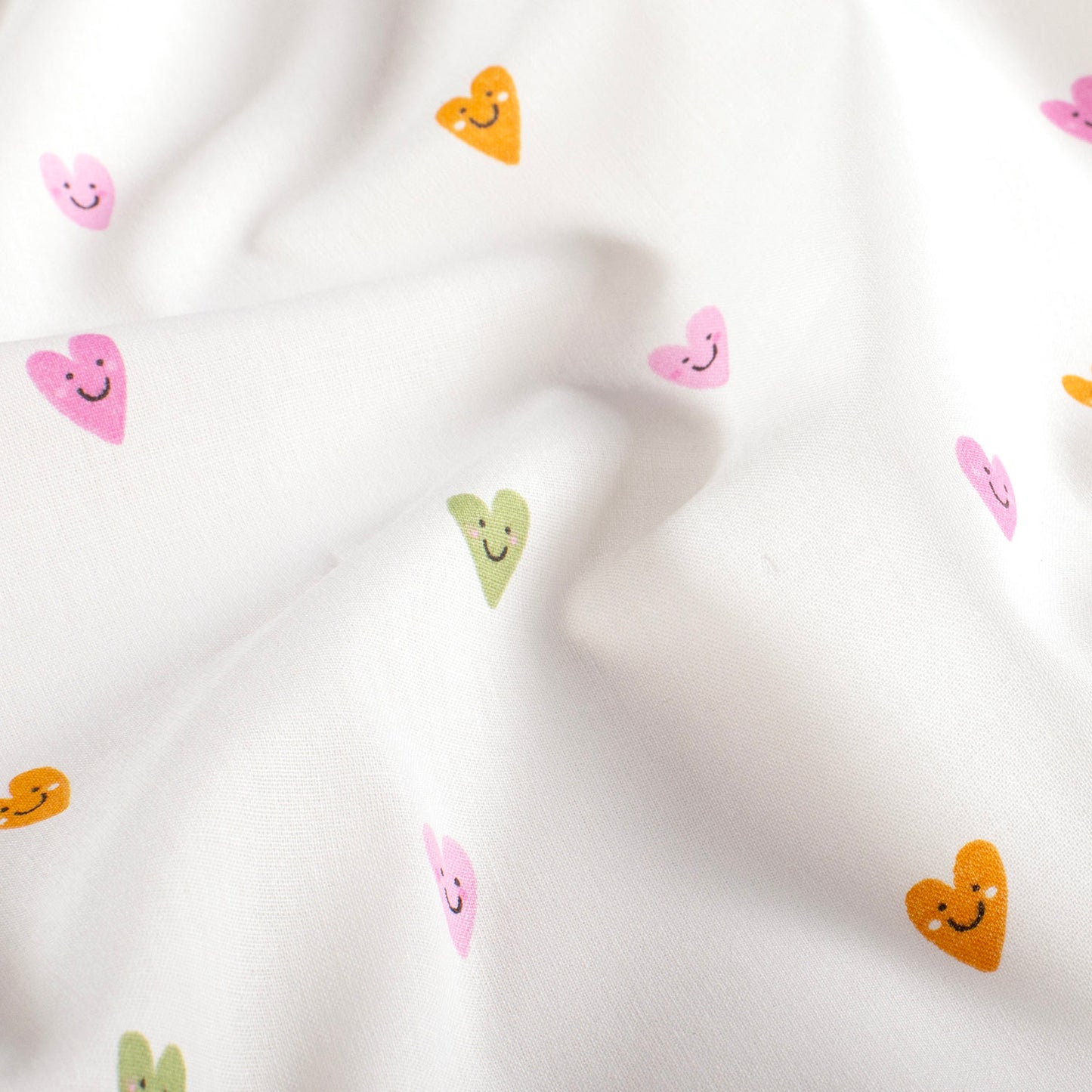 Cotton Poplin Printed Hearts Off-White