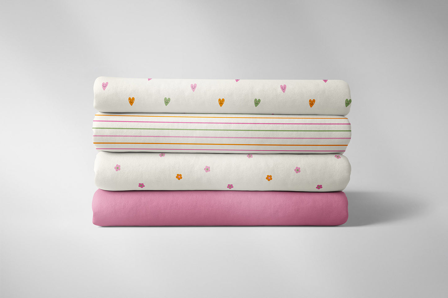 Cotton Poplin Printed Hearts Off-White