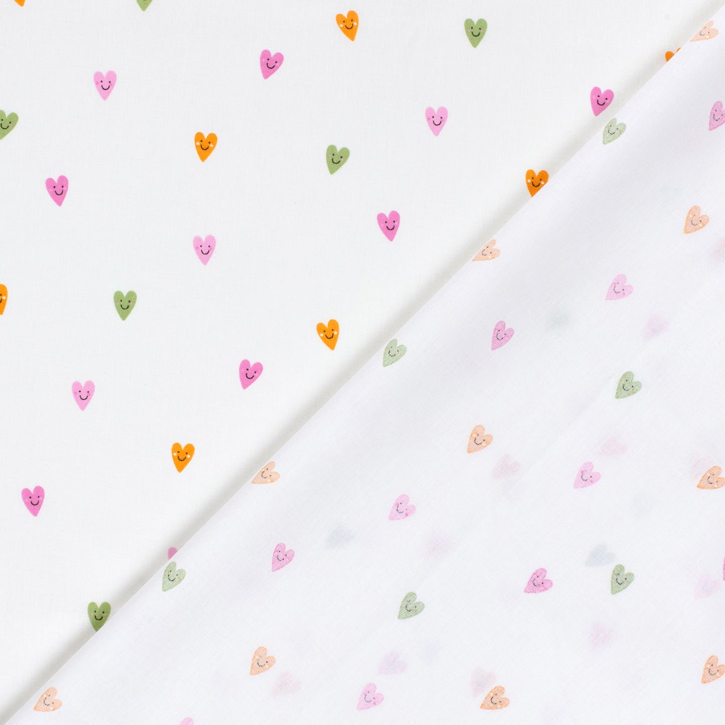 Cotton Poplin Printed Hearts Off-White