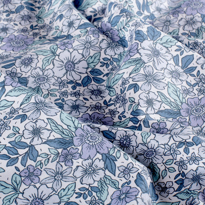 Cotton Poplin Printed Flowers Cobalt