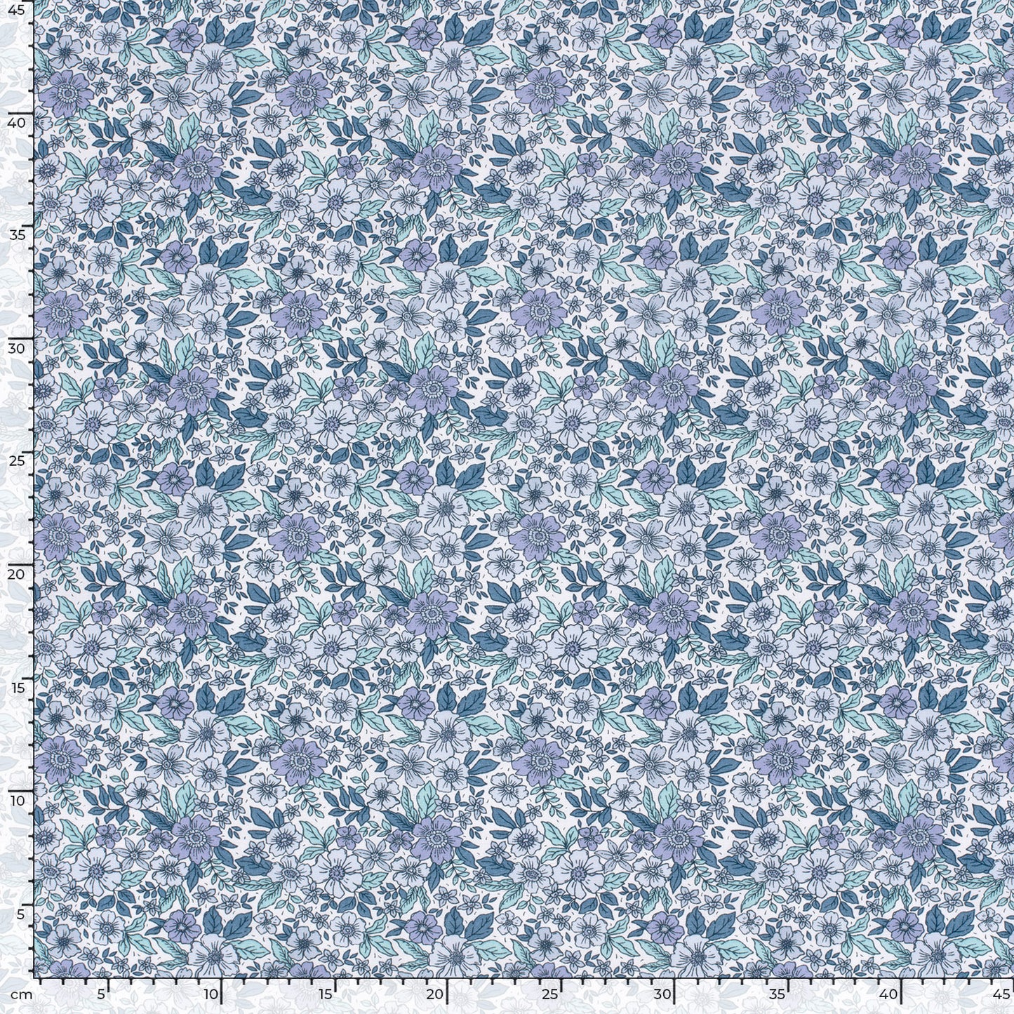 Cotton Poplin Printed Flowers Cobalt