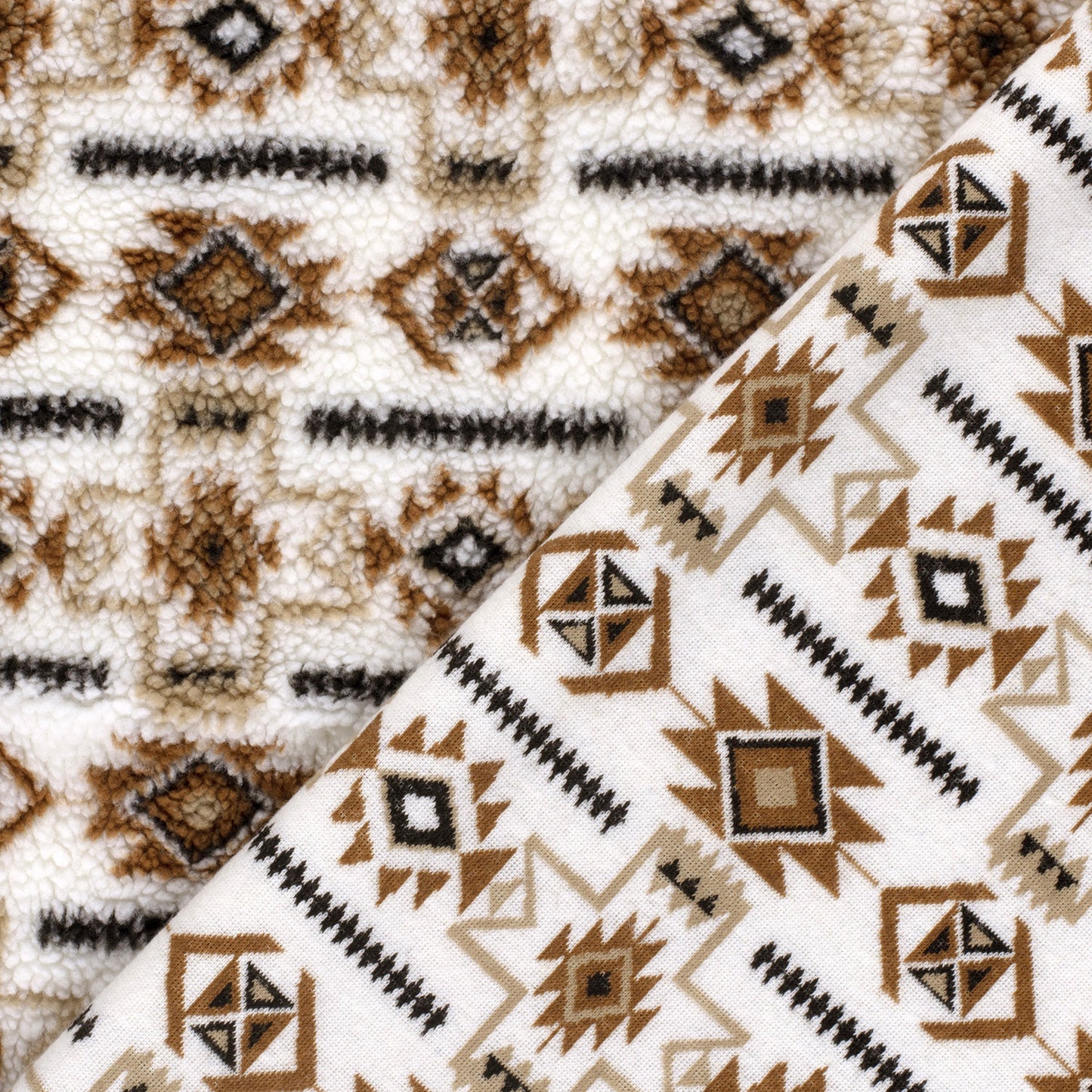 Sherpa-Fleece-Jacquard-Muster, abstrakt, cremeweiß