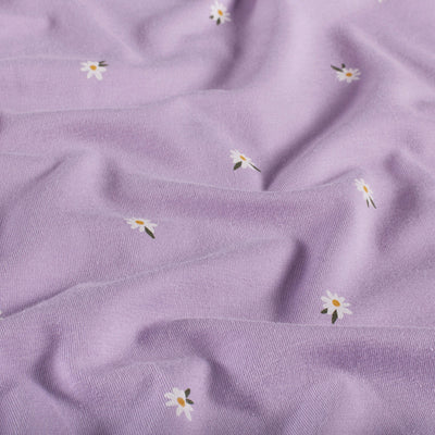 Cotton Jersey Printed Flowers Lila