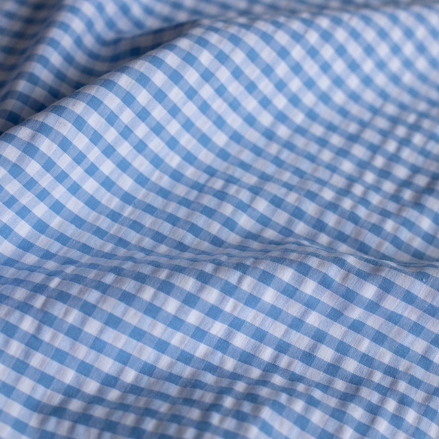 Bumbac Seersucker Eli Ivoire / Albastru